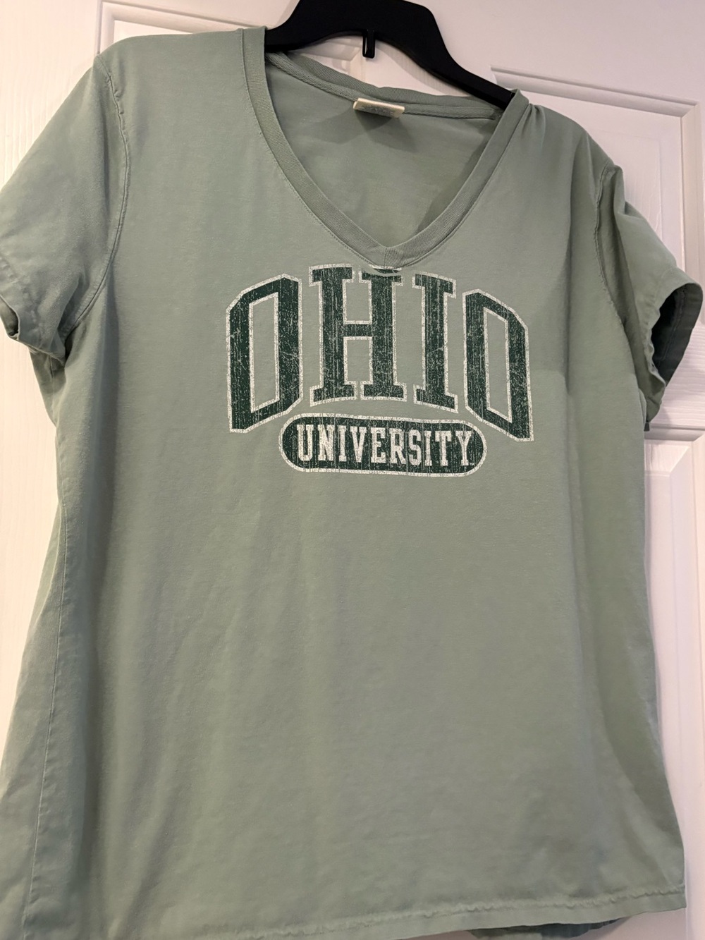 Ohio University Women's V-Neck Tee in Sage